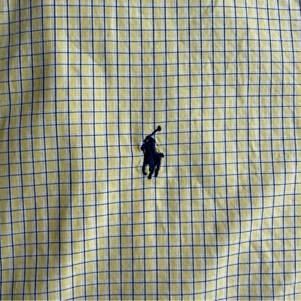 Ralph Lauren Blake Shirt Mens M Yellow Check Short Sleeve Button Up Pony Logo - Picture 3 of 7